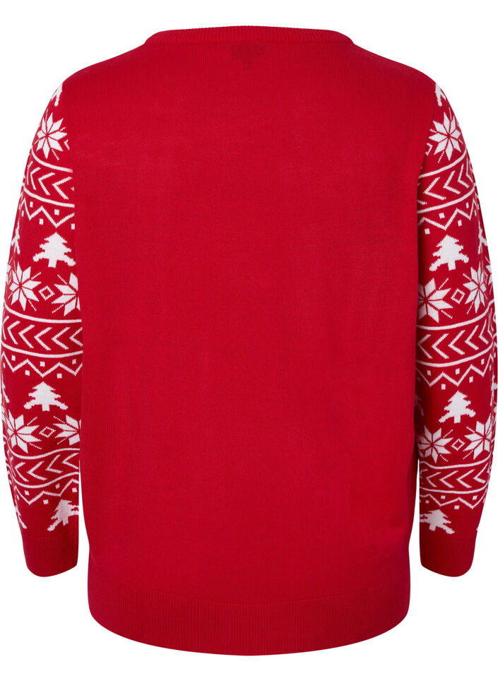 Pull avec motif de Noël, Tango Red, Packshot image number 1