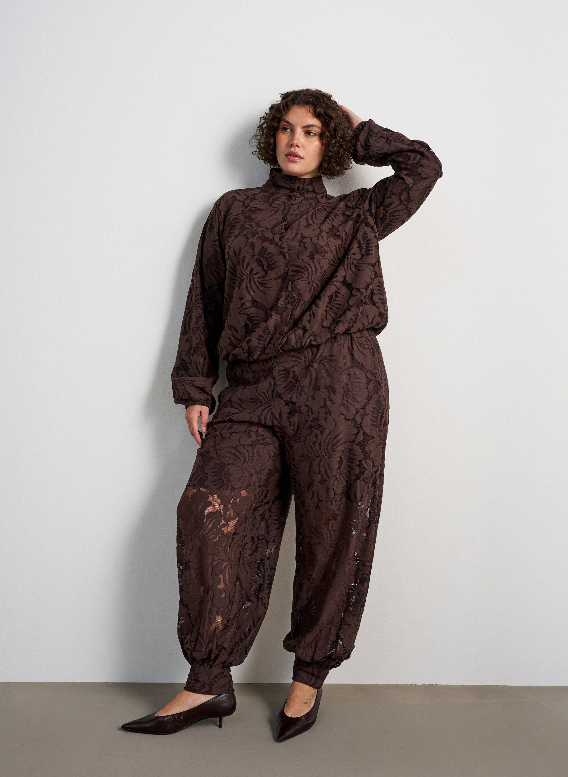 ZizziBomber en jacquard floral, Marron, Model image number 1