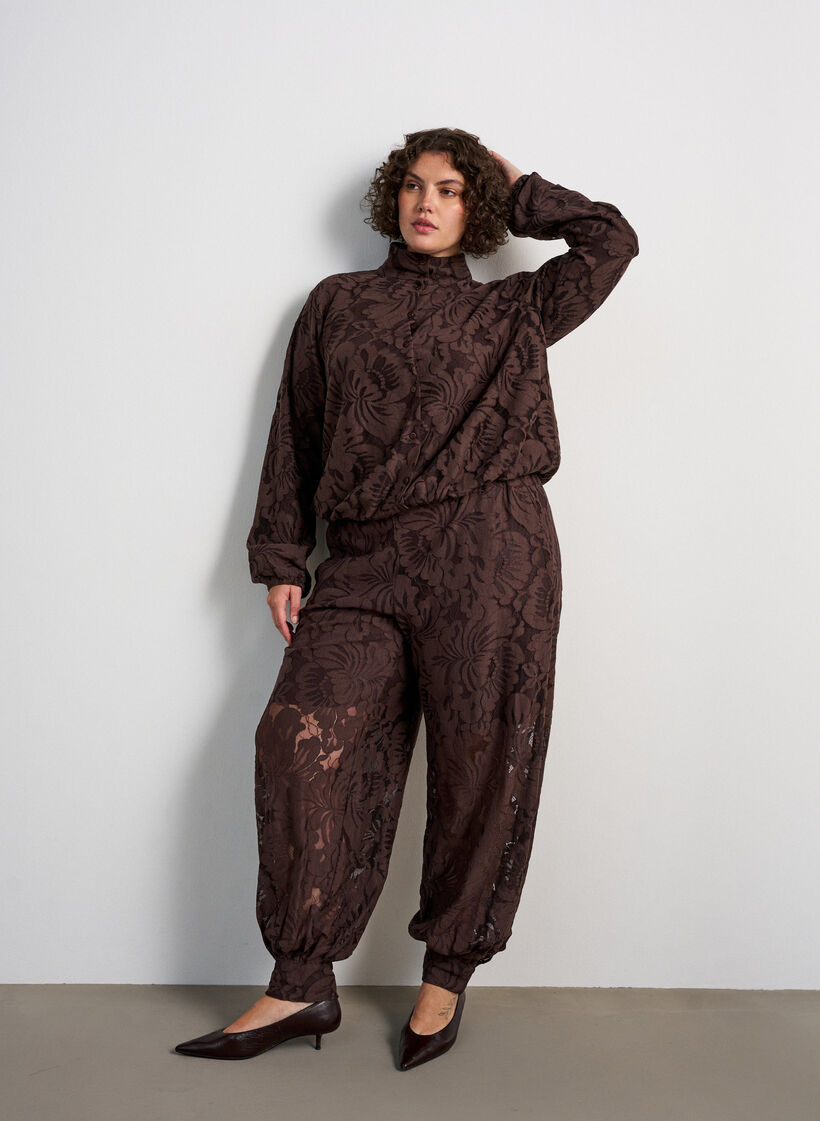 Bomber en jacquard floral, Marron, Model image number 1