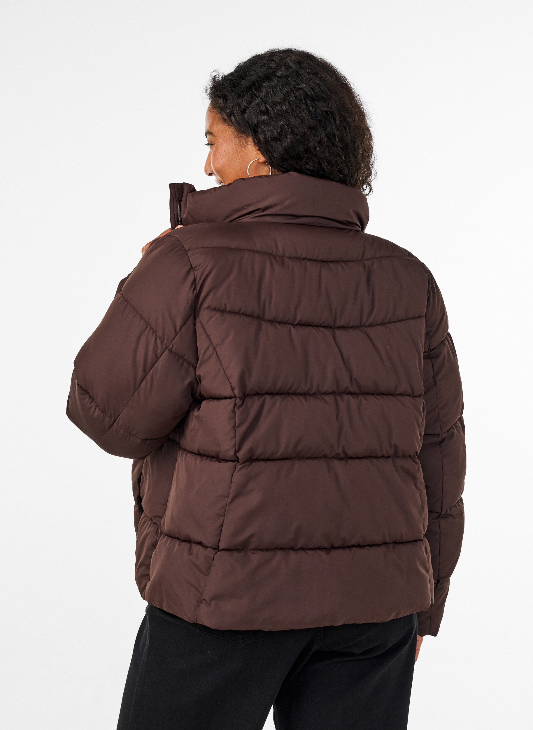 ZizziDoudoune courte avec col montant, Marron, Model image number 2