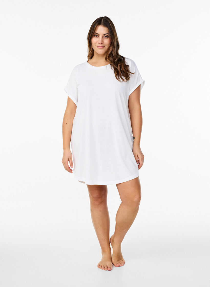 Chemise de nuit &agrave; manches courtes avec imprim&eacute; de texte, , Model image number 1
