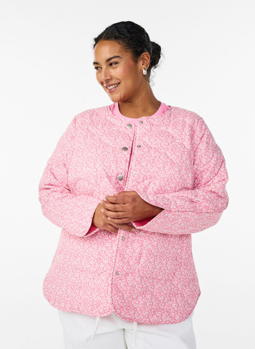 Veste matelass&eacute;e l&eacute;g&egrave;re &agrave; imprim&eacute; floral, Rose, Model image number 0