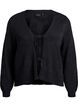 Cardigan en maille avec motif en treillis et cordons, Black, Packshot image number 0