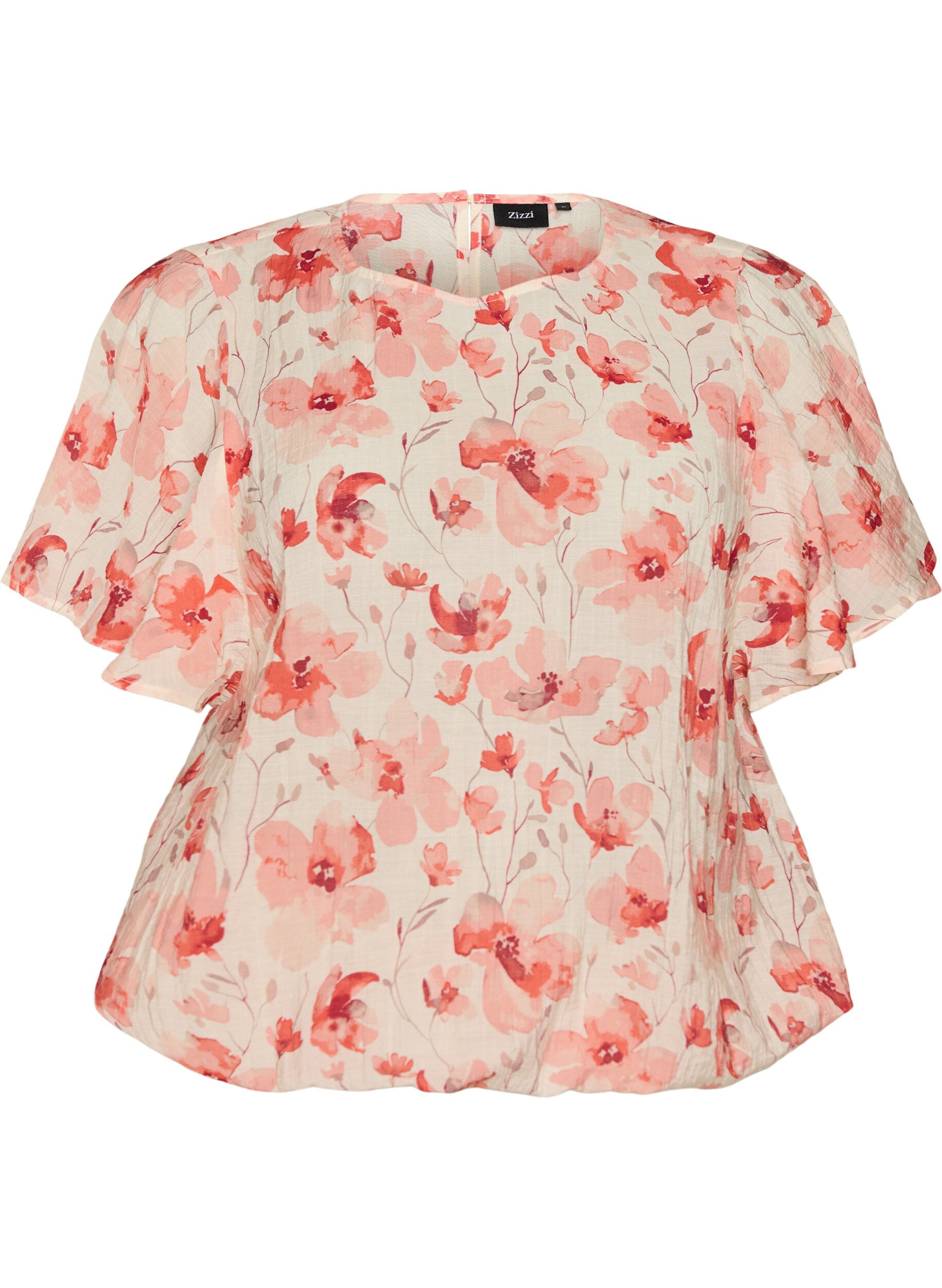 ZizziBlouse coupe ballon avec manches papillon, Corail, Packshot image number 0