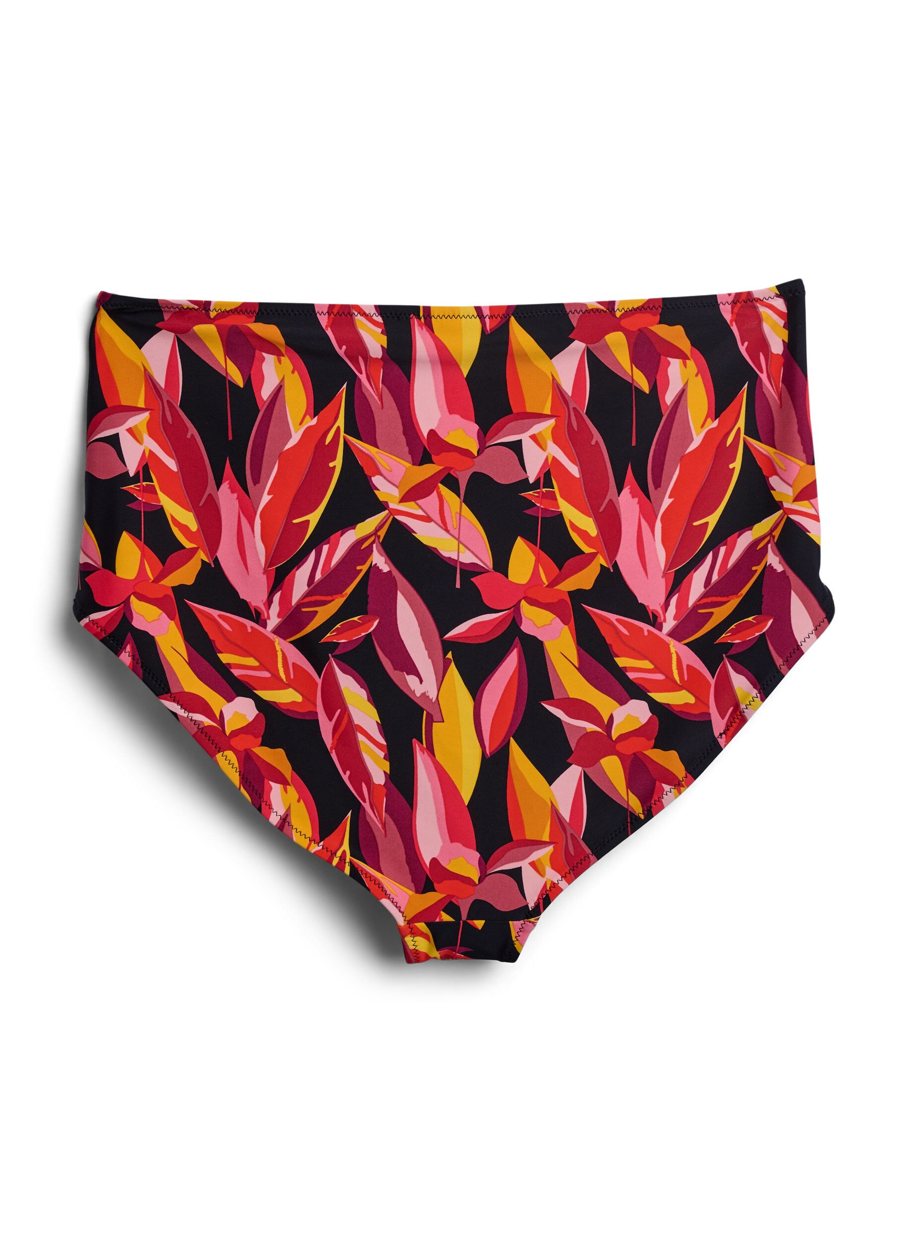 Zizzi Culotte de bikini imprim&eacute;e et taille haute, Rouge, Packshot image number 1