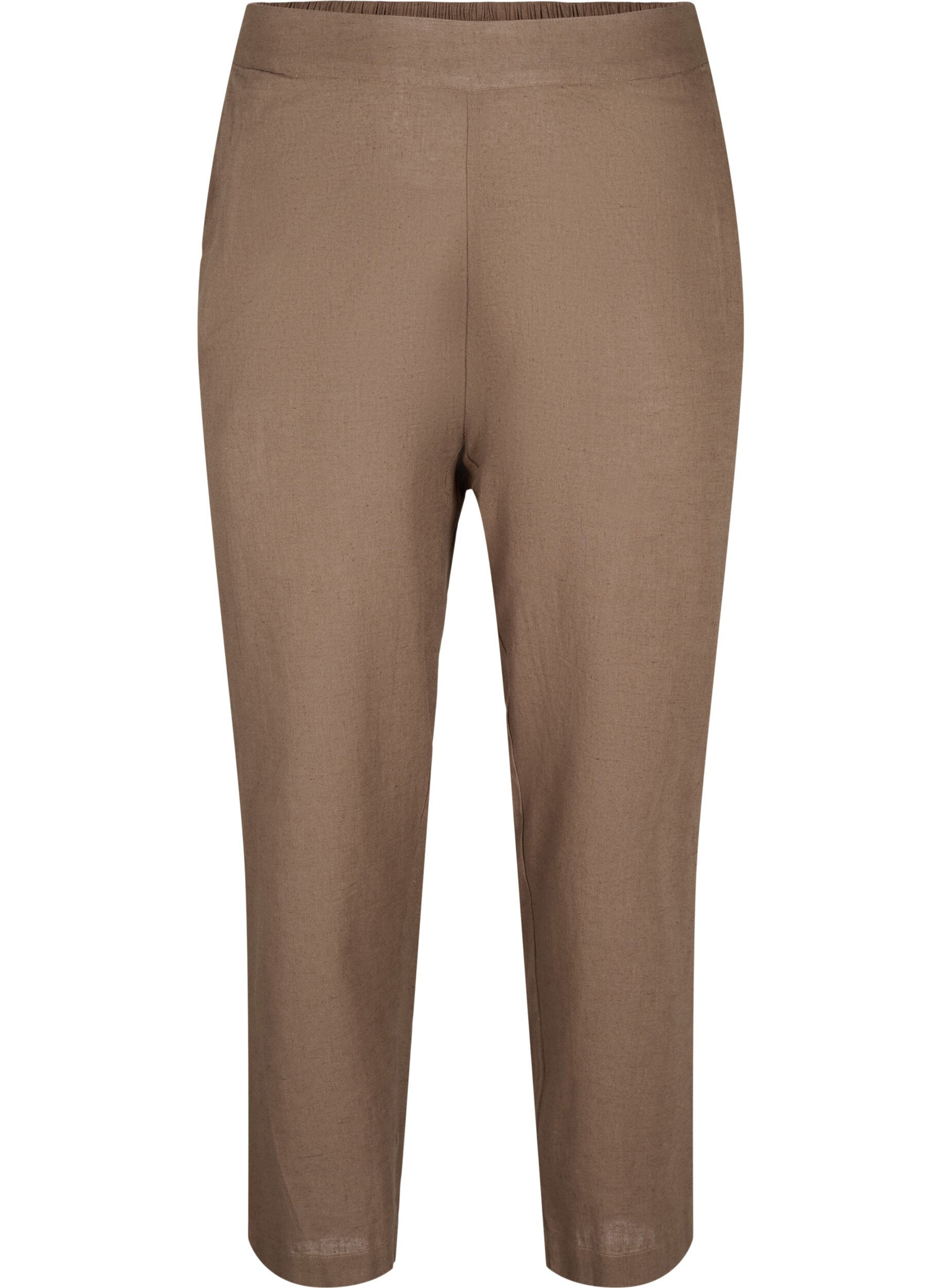 Zizzi Pantalon ample en lin et coton m&eacute;lang&eacute;s, Cub, Packshot image number 0