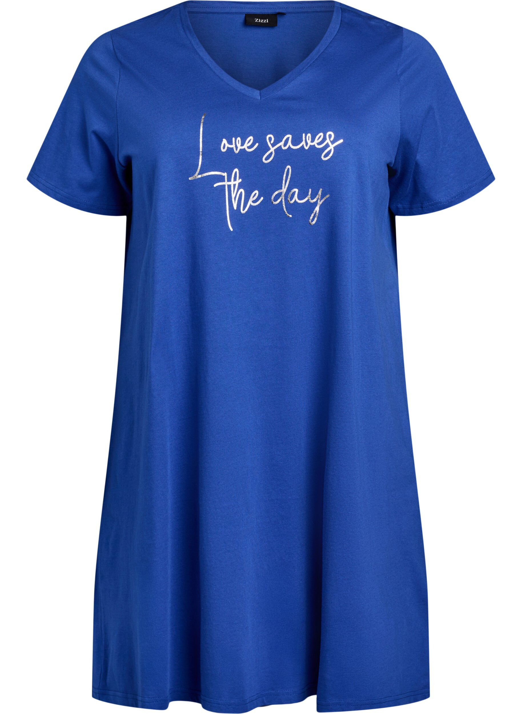 Chemise de nuit en coton biologique et &agrave; col en V