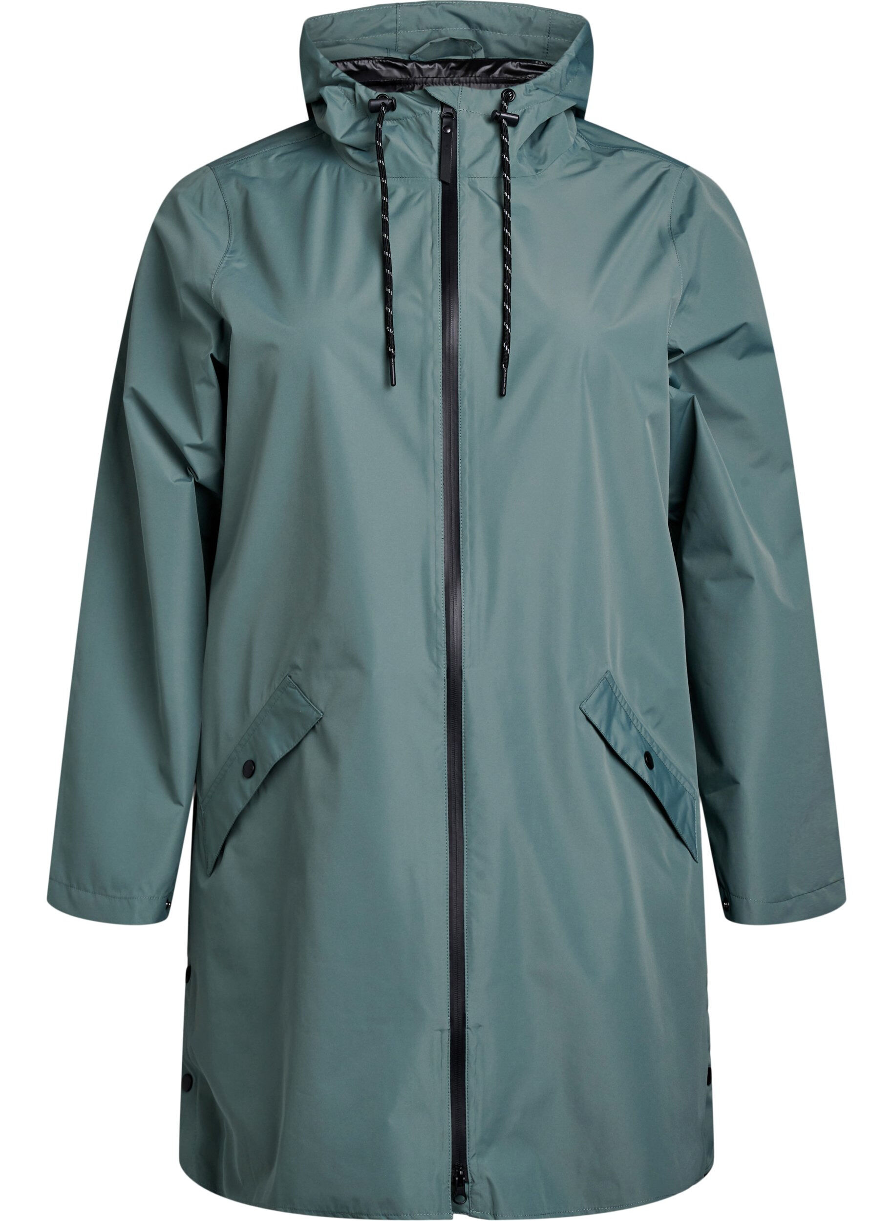 ZizziVeste de pluie avec poches et capuche, Vert fonc&eacute;, Packshot image number 0