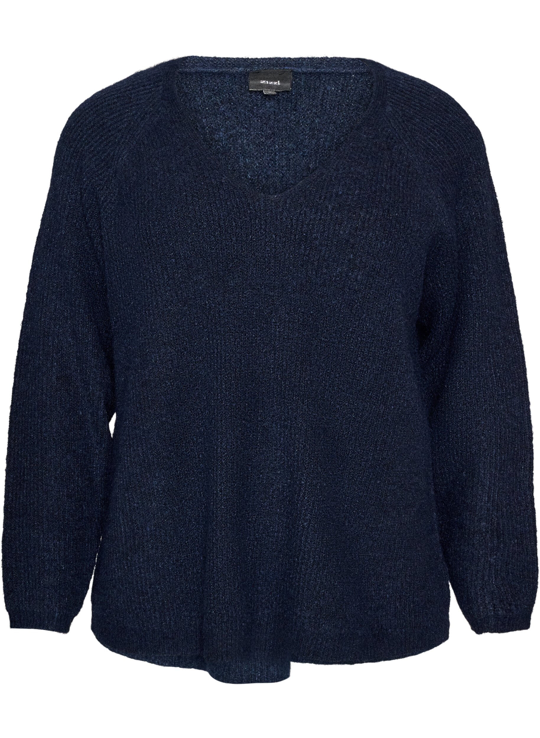 ZizziBlouse en maille avec col en V et manches raglan, Bleu, Packshot image number 0