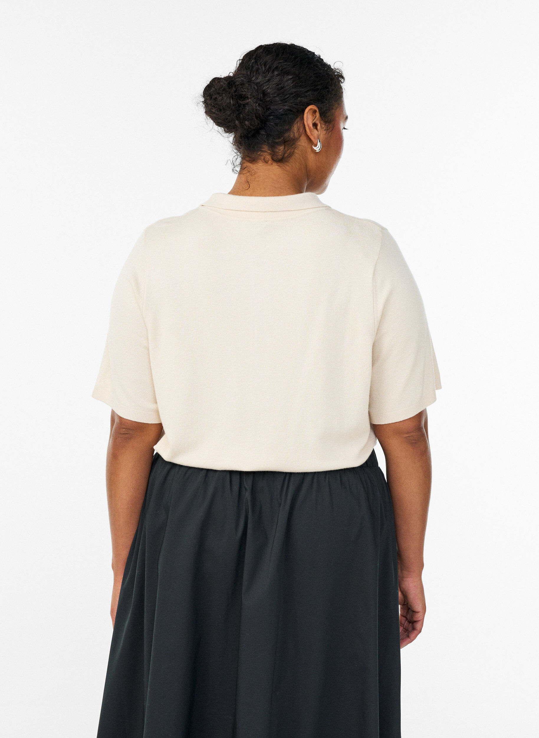 Zizzi Jupe midi avec ceinture &eacute;lastique, Noir, Model image number 2