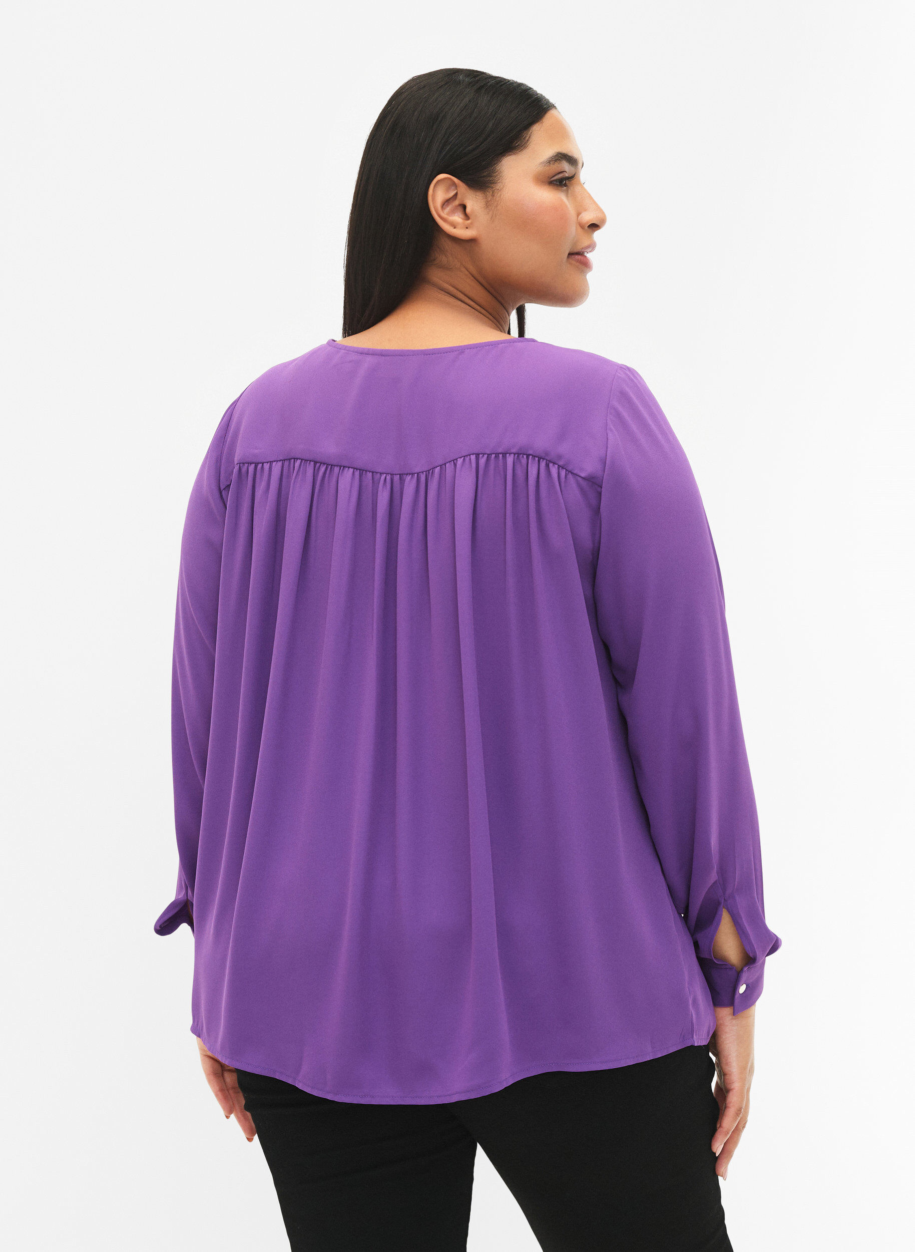 Zizzi Blouse &agrave; manches longues avec des plis &agrave; l'arri&egrave;re, Pansy, Model image number 1