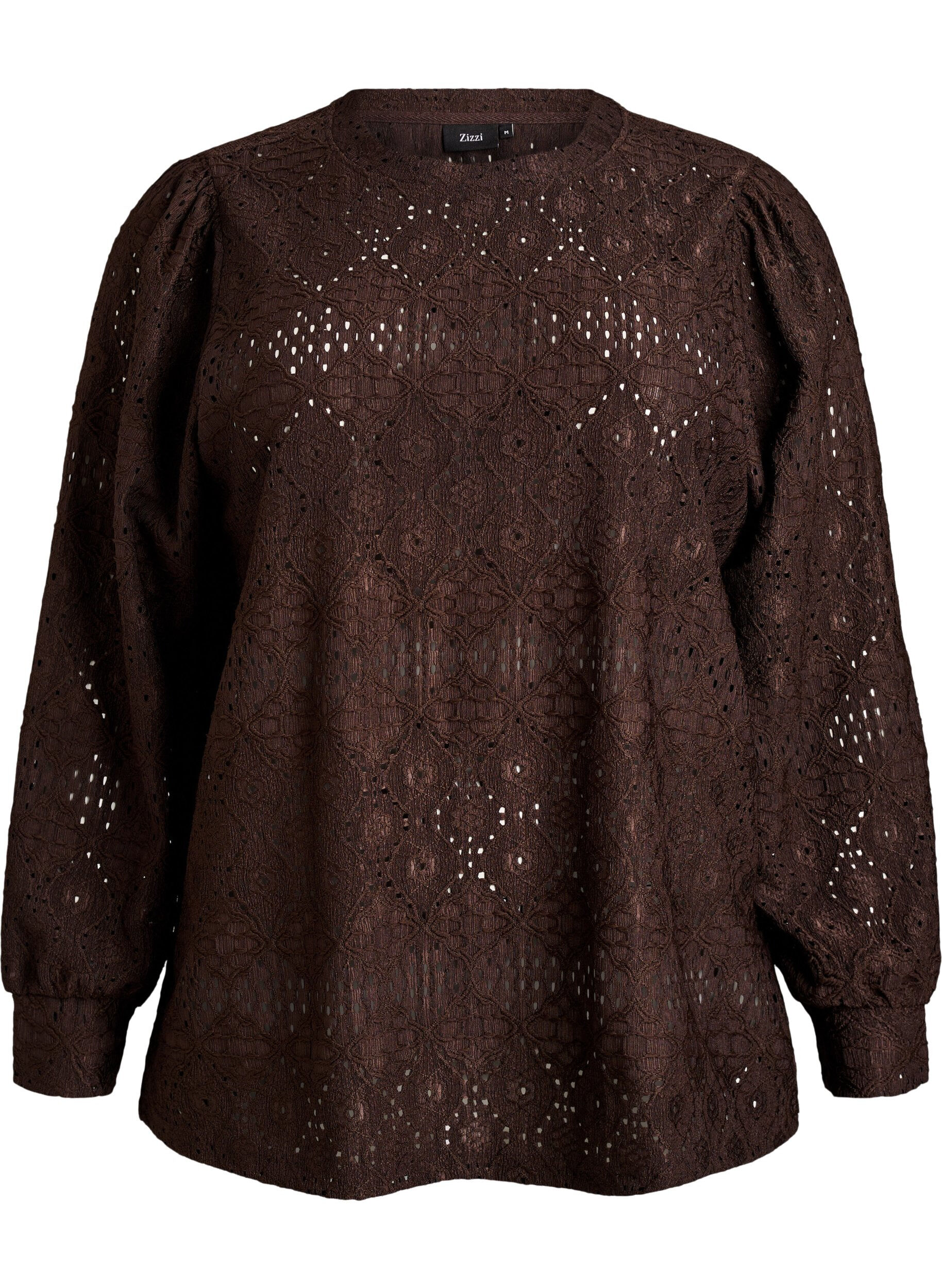Blouse &agrave; manches longues avec broderie ajour&eacute;e