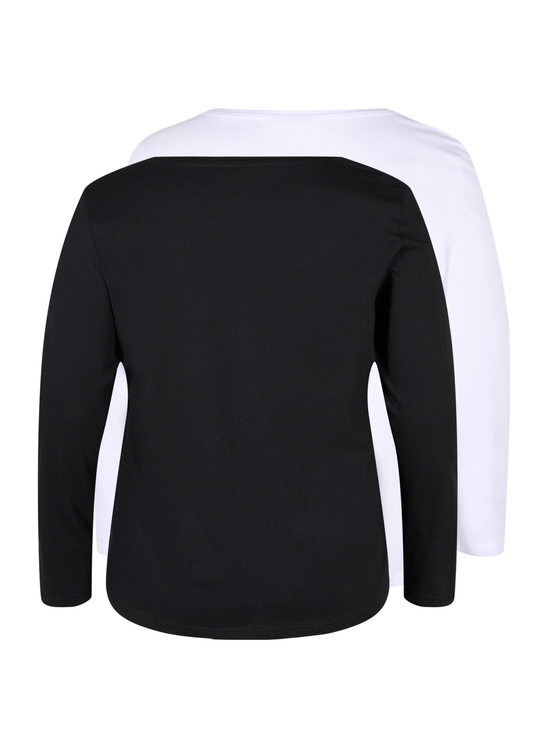 Zizzi Lot de 2 blouses basiques en coton, Black/Bright W, Packshot image number 1