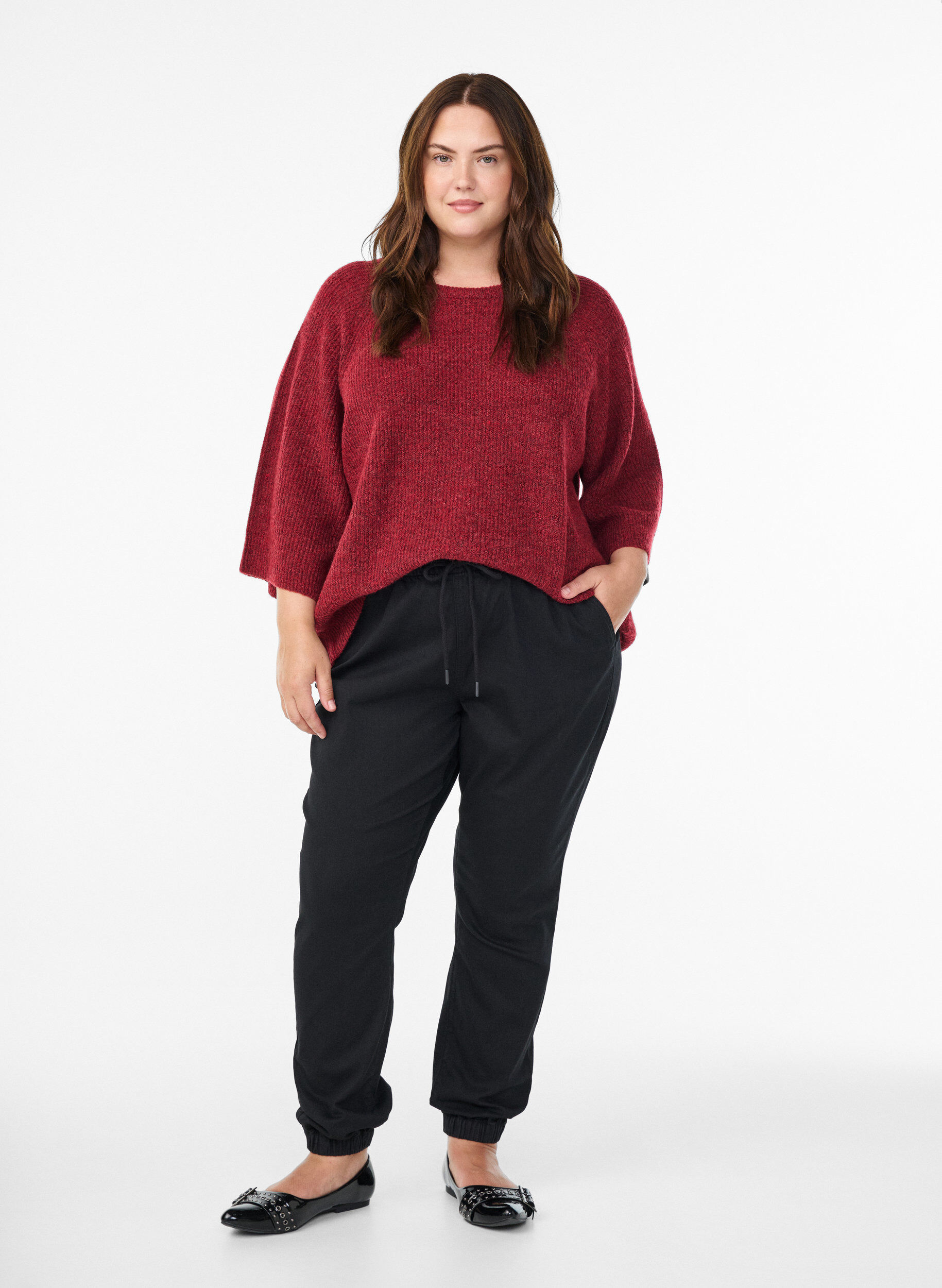 Pantalon de jogging en denim avec des poches, Noir, Model