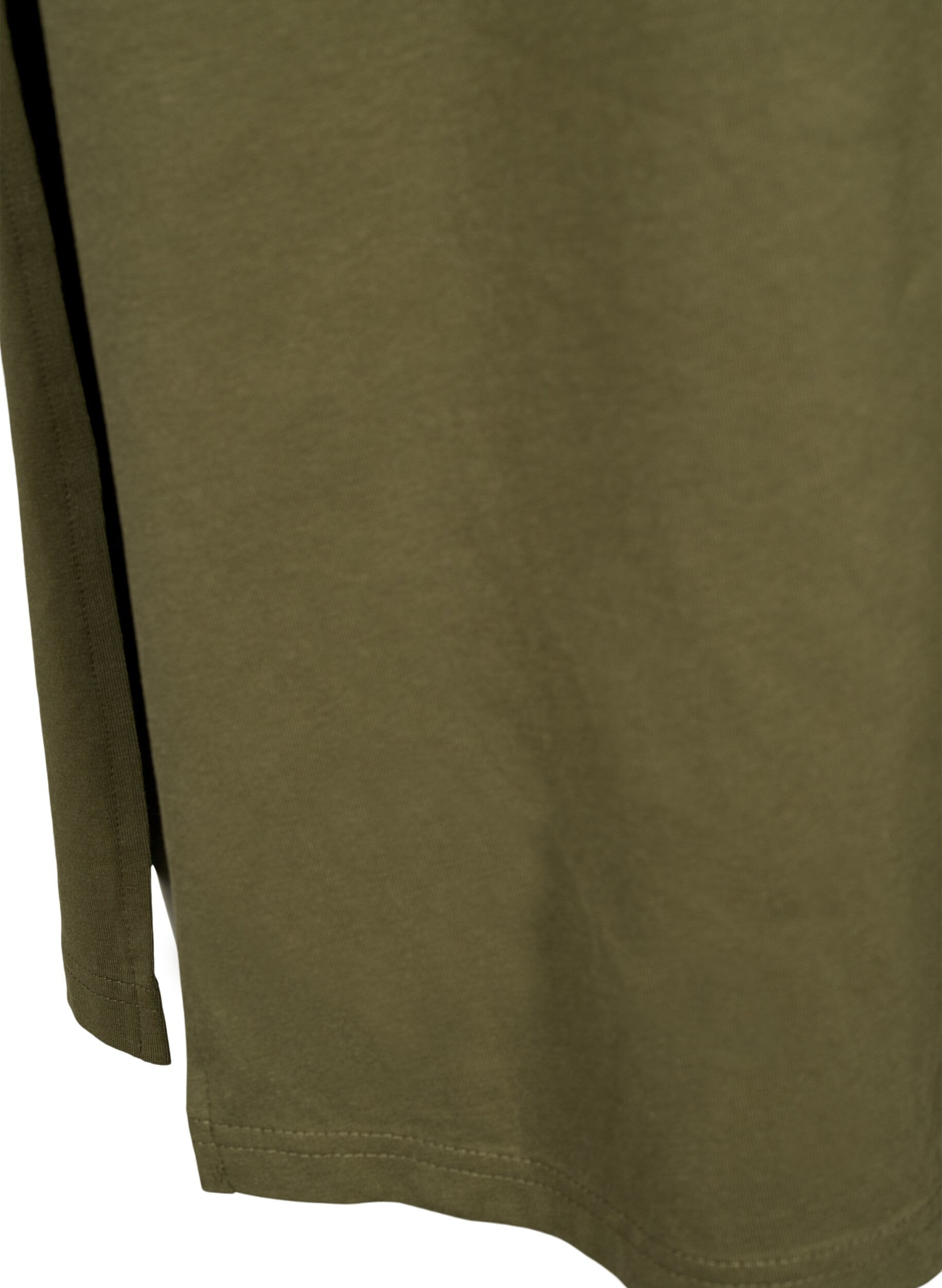 Zizzi Robe en coton &agrave; manches courtes avec fente, Ivy Green, Packshot image number 3