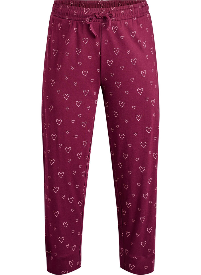 Pantalon de pyjama taille haute en coton, Bordeaux, Packshot image number 0