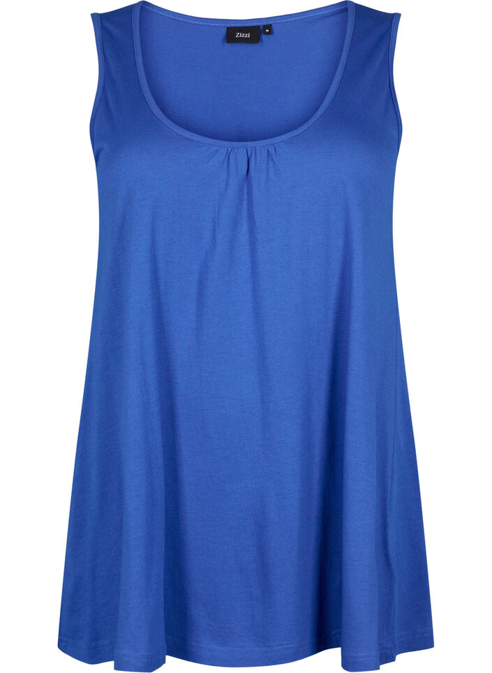 Top avec forme en A et col rond, Victoria blue, Packshot image number 0