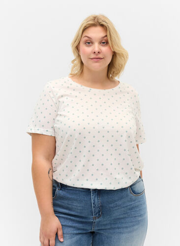 T-shirt en coton à pois, Snow White W. Dot, Model image number 0