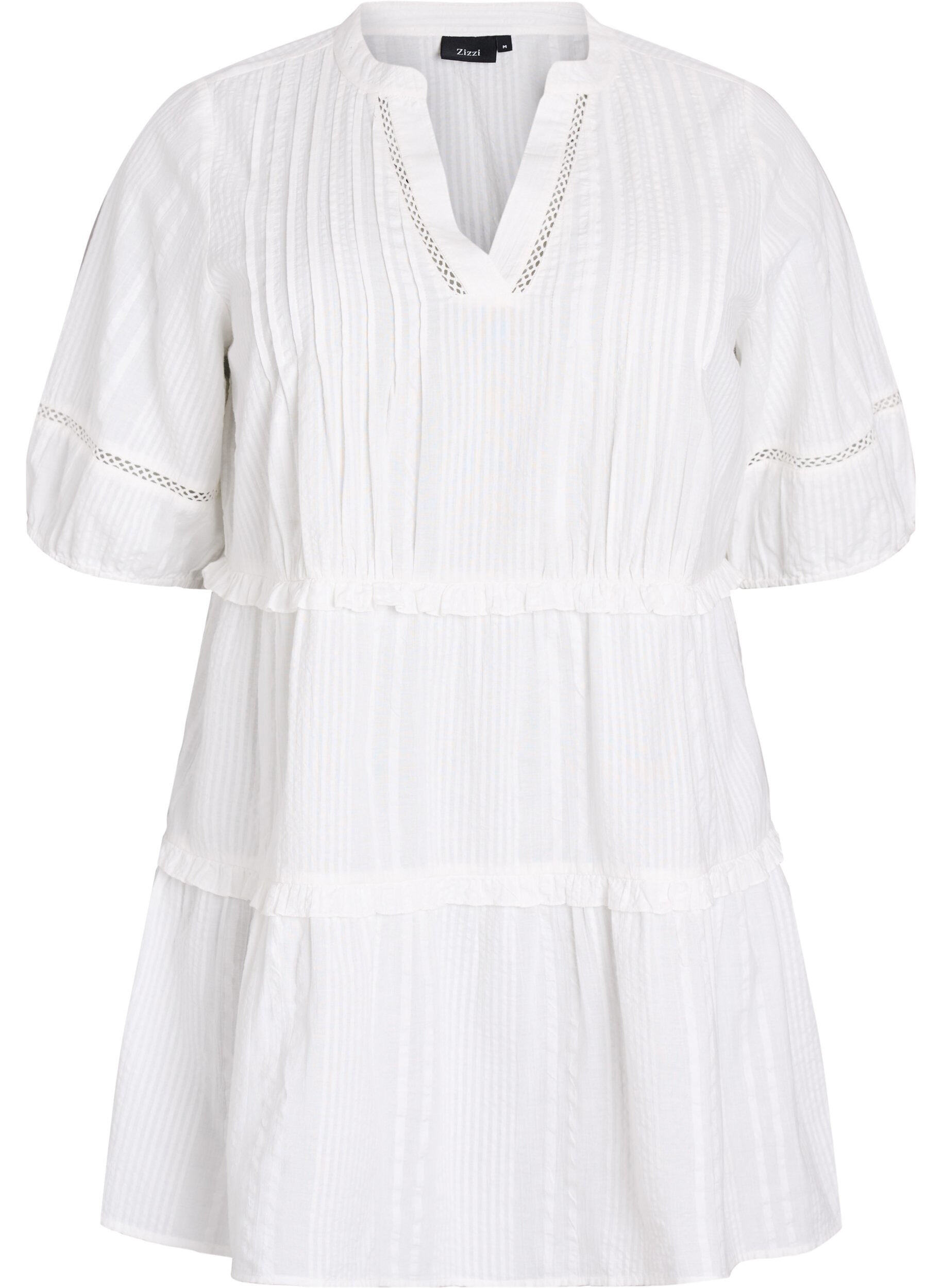 Zizzi Tunique en forme de A avec des volants, Blanc, Packshot image number 0