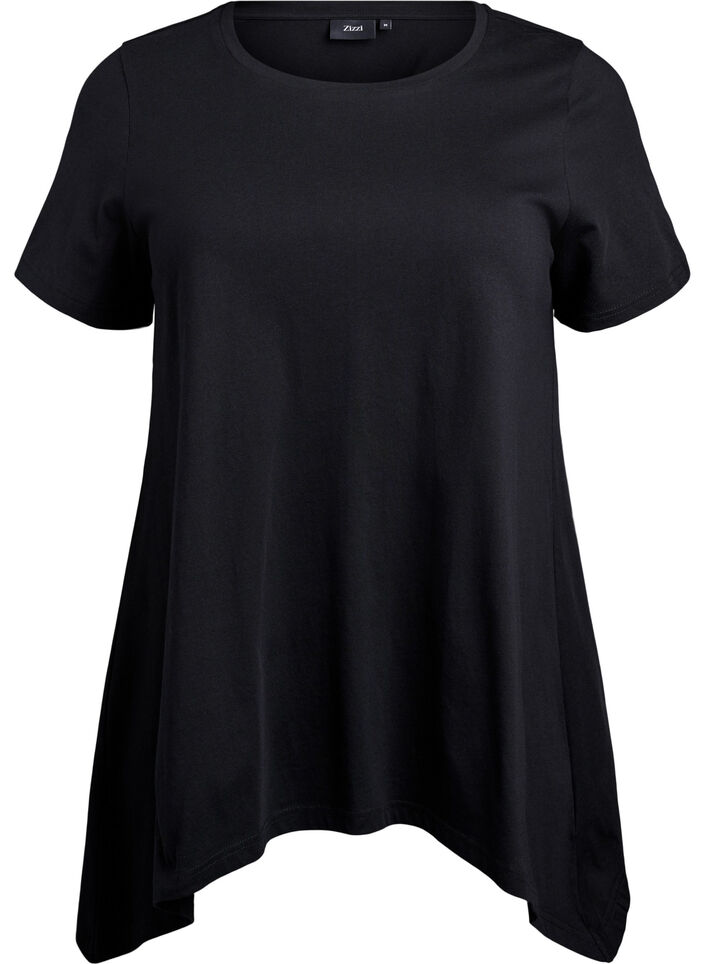 T-shirt &agrave; col rond et coupe &eacute;vas&eacute;e, Noir, Packshot image number 0