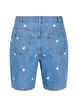 Shorts en jean taille haute ornés de cœurs brodés, Bleu Clair, Packshot image number 1