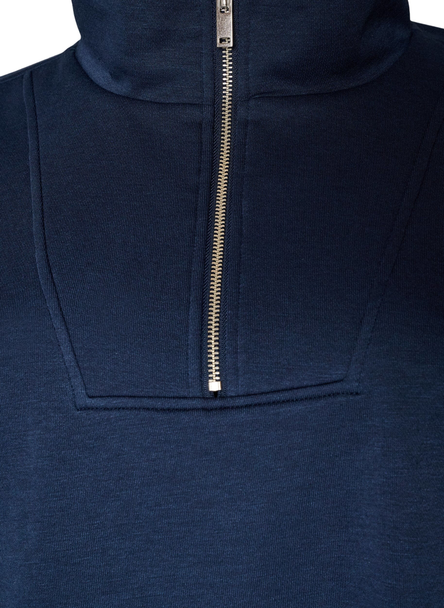 ZizziSweat-shirt avec col montant et fermeture zipp&eacute;e, Bleu, Packshot image number 2