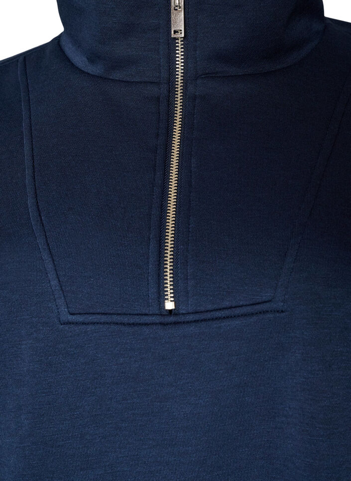 Sweat-shirt avec col montant et fermeture zipp&eacute;e, Bleu, Packshot image number 2