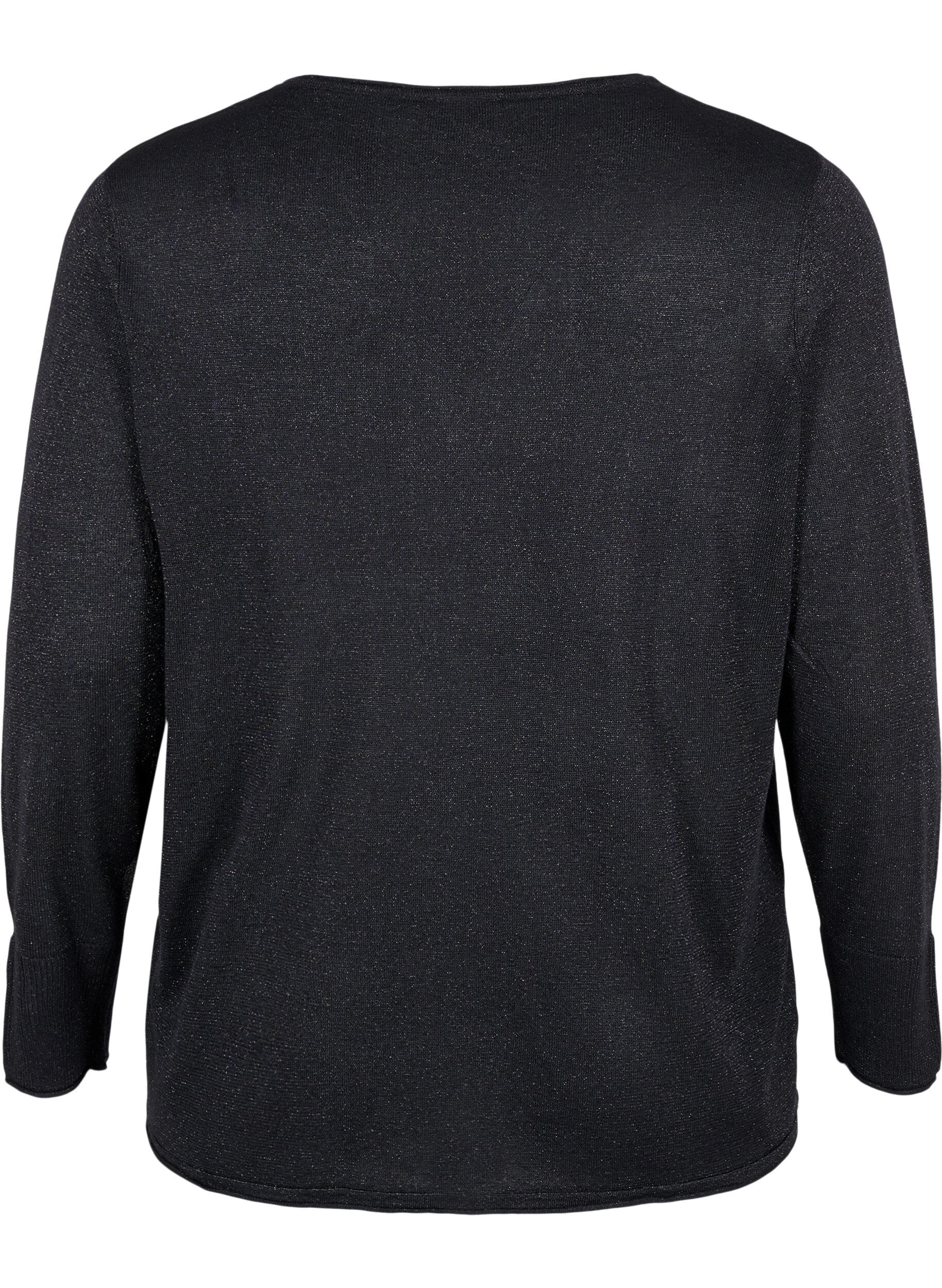 Zizzi Blouse en tricot de viscose scintillante, Black w. DTM Lurex, Packshot image number 1