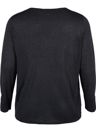 Blouse en tricot de viscose scintillante, Black w. DTM Lurex, Packshot image number 1