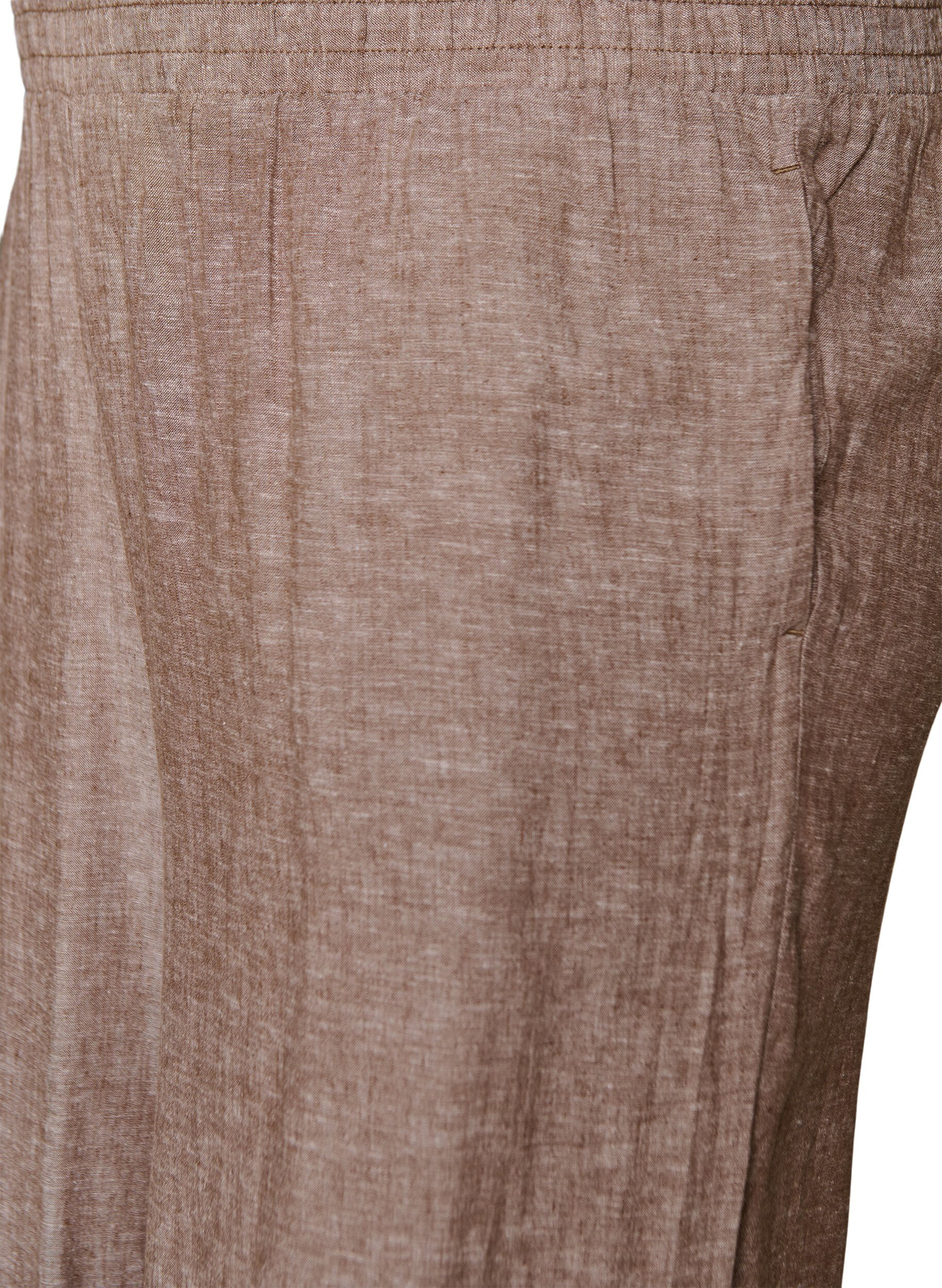 ZizziPantalon large en lin et viscose, Marron, Packshot image number 2