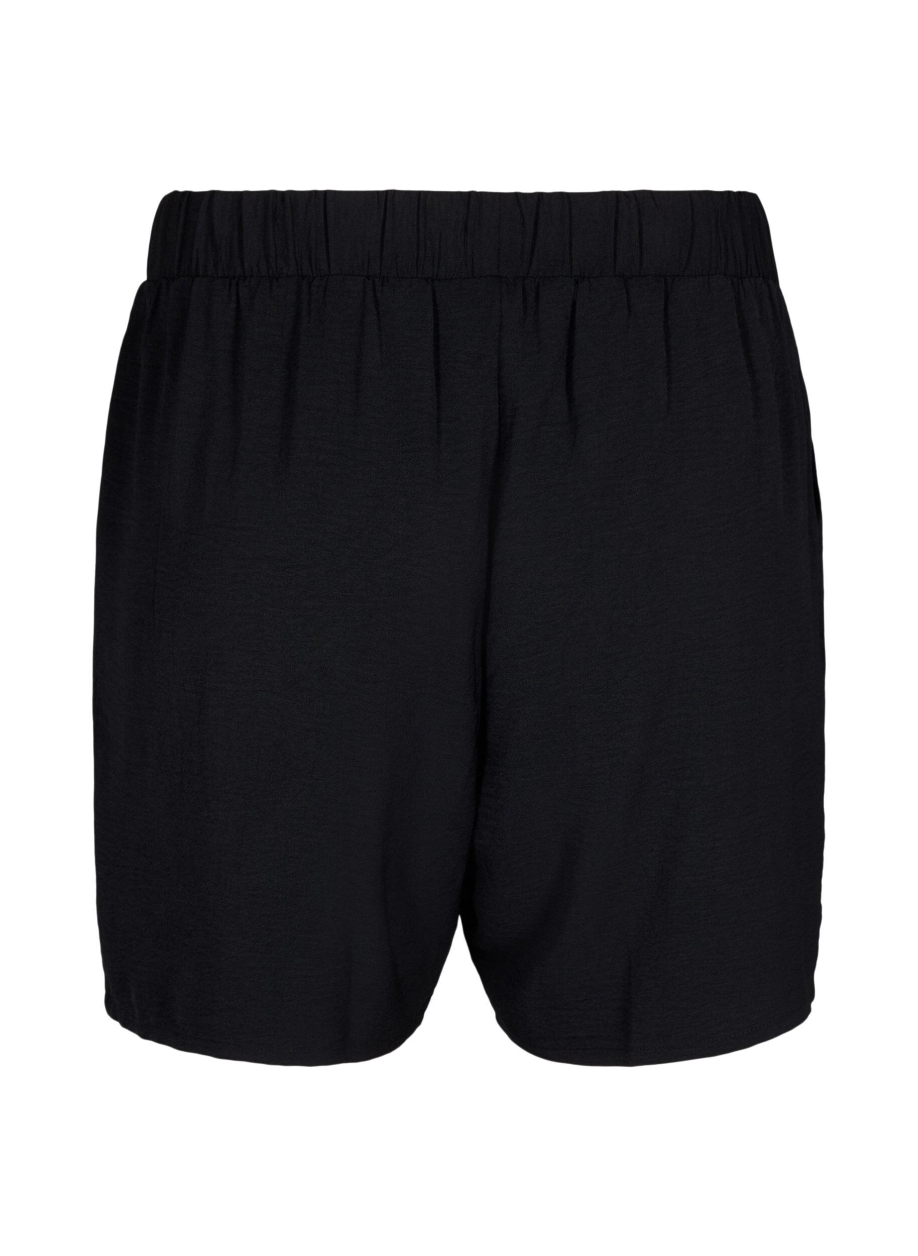 Zizzi Short avec poches et ceinture &eacute;lastique, Noir, Packshot image number 1