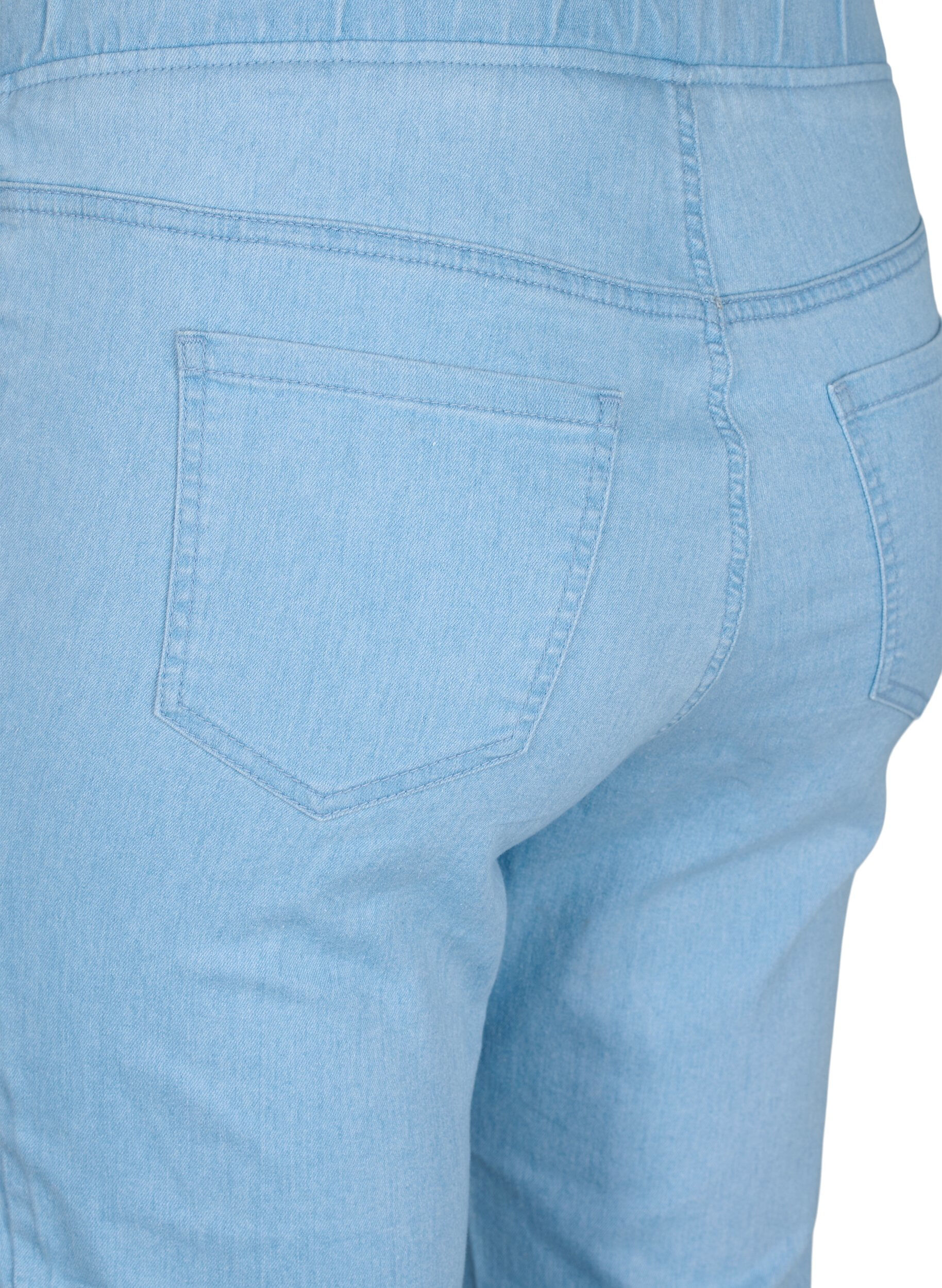 Zizzi Pantacourt en coton m&eacute;lang&eacute;, Light blue denim, Packshot image number 3
