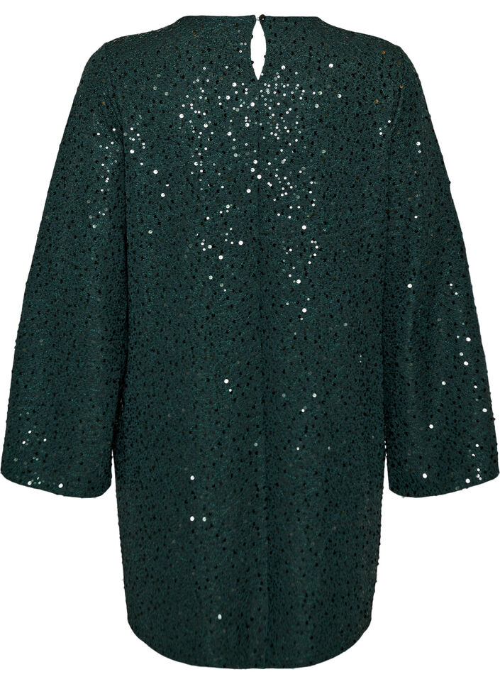 Robe courte en sequins &agrave; la coupe trap&egrave;ze, Vert fonc&eacute;, Packshot image number 1