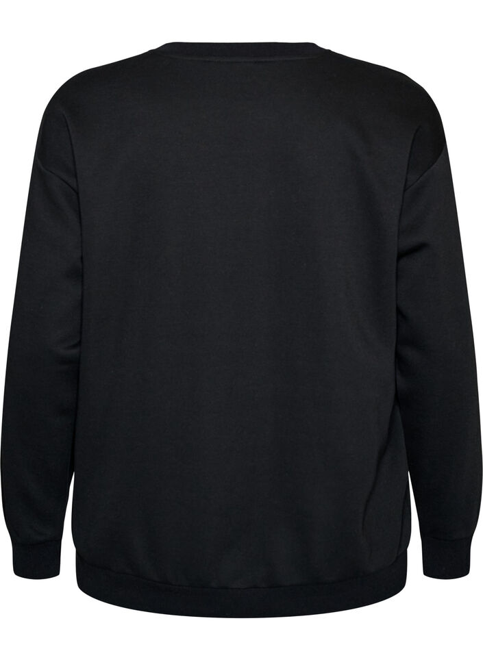 Sweat-shirt avec texte brod&eacute;, Noir, Packshot image number 1