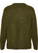 Blouse en maille avec motif c&ocirc;tel&eacute; en V et fentes, Vert fonc&eacute;, Packshot image number 1