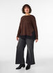 Blouse en jersey avec dentelle, Marron, Model image number 1