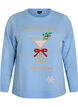 Blouse en maille avec motif de No&euml;l, Bleu Clair, Packshot image number 0