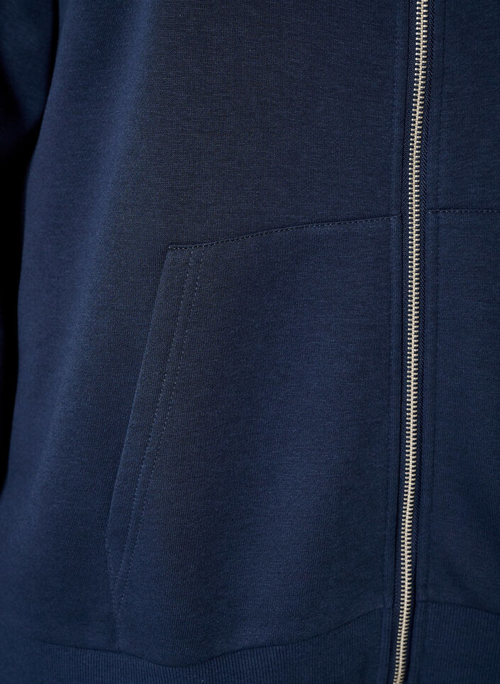 Sweat &agrave; capuche zipp&eacute; avec poches, Bleu, Packshot image number 3