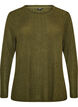Blouse en jersey avec structure c&ocirc;tel&eacute;e et manches longues, Vert fonc&eacute;, Packshot image number 0