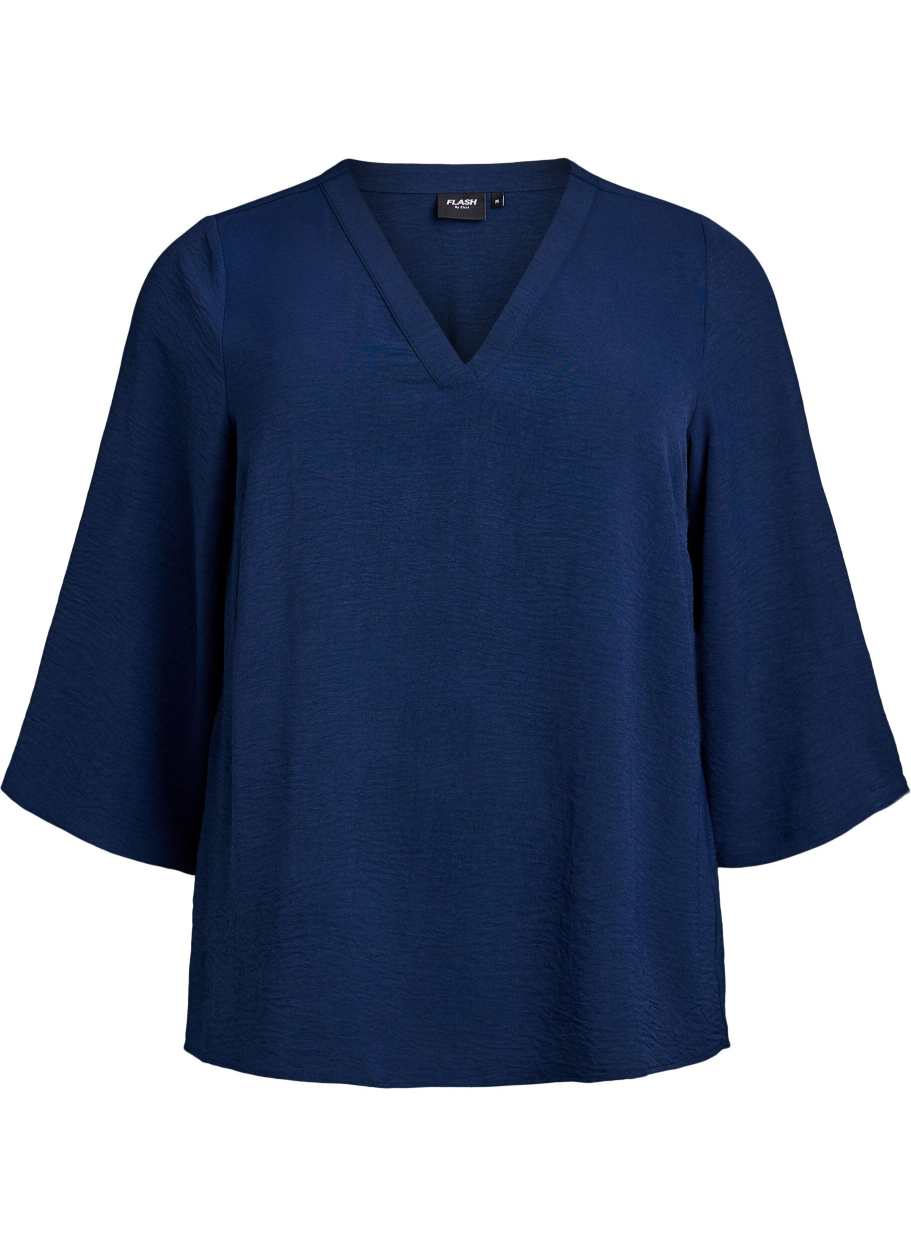 Zizzi Blouse &agrave; manches 3/4, Bleu, Packshot image number 0
