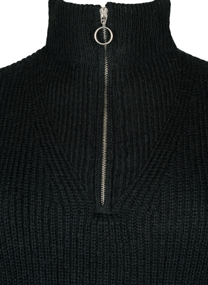 Pull en tricot avec col haut et fermeture &eacute;clair, Noir, Packshot image number 2