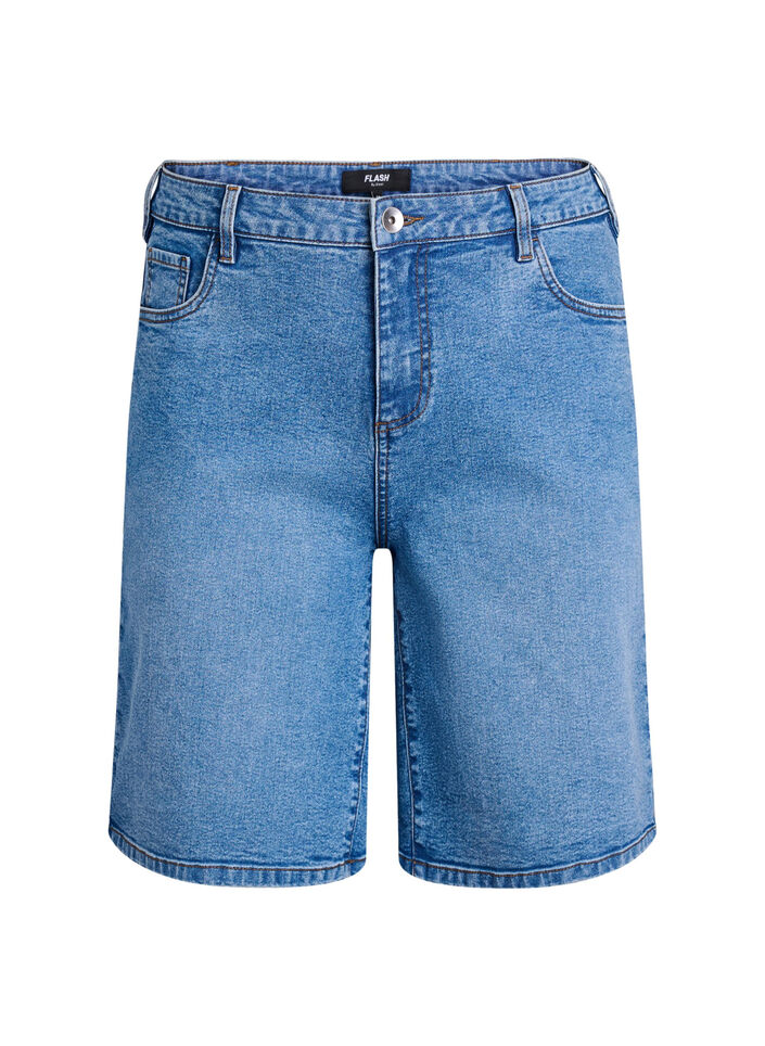 Short en jean ample &agrave; taille haute, Bleu Clair, Packshot image number 0