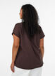 T-shirt &agrave; manches courtes en coton m&eacute;lang&eacute;, Marron, Model image number 2