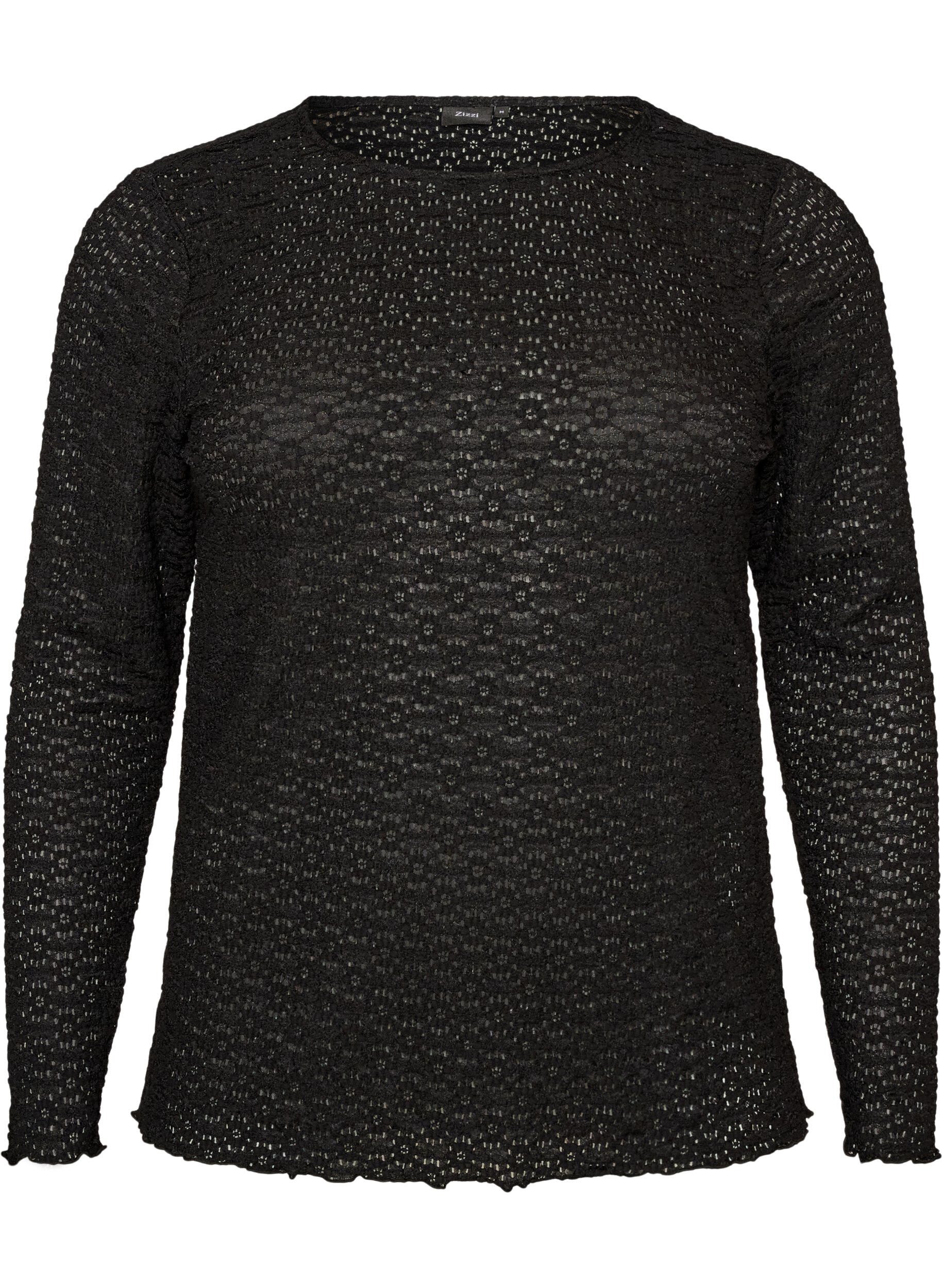 Blouse avec motif &agrave; &oelig;illets et manches longues