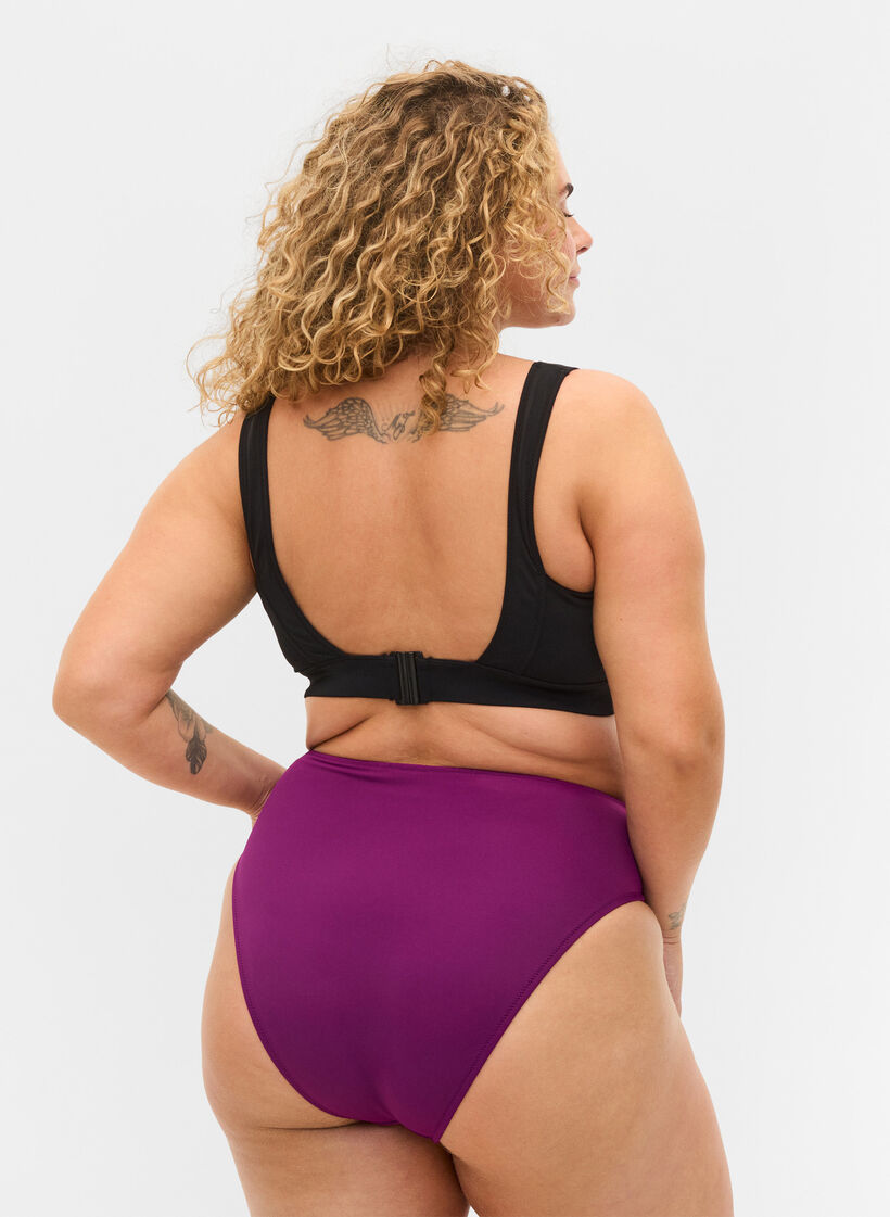Culotte de bikini taï taille haute, Violet, Model image number 1