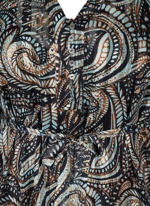 Robe longue à imprimé cachemire et un lien à nouer, Black Paisley, Packshot image number 2
