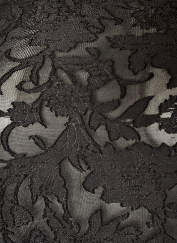 Blouse transparente avec texture florale et manches longues, Noir, Packshot image number 2