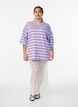 T-shirt oversize &agrave; rayures et manches 1/2, Bleu Clair, Model image number 1
