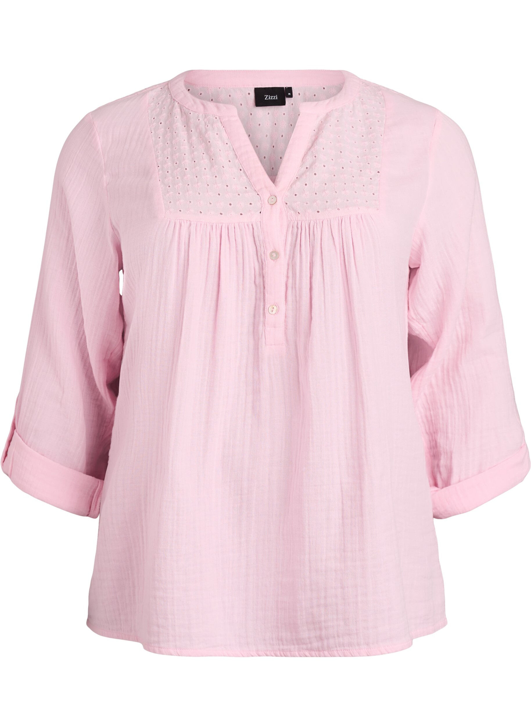 Blouse en mousseline de coton avec broderie anglaise