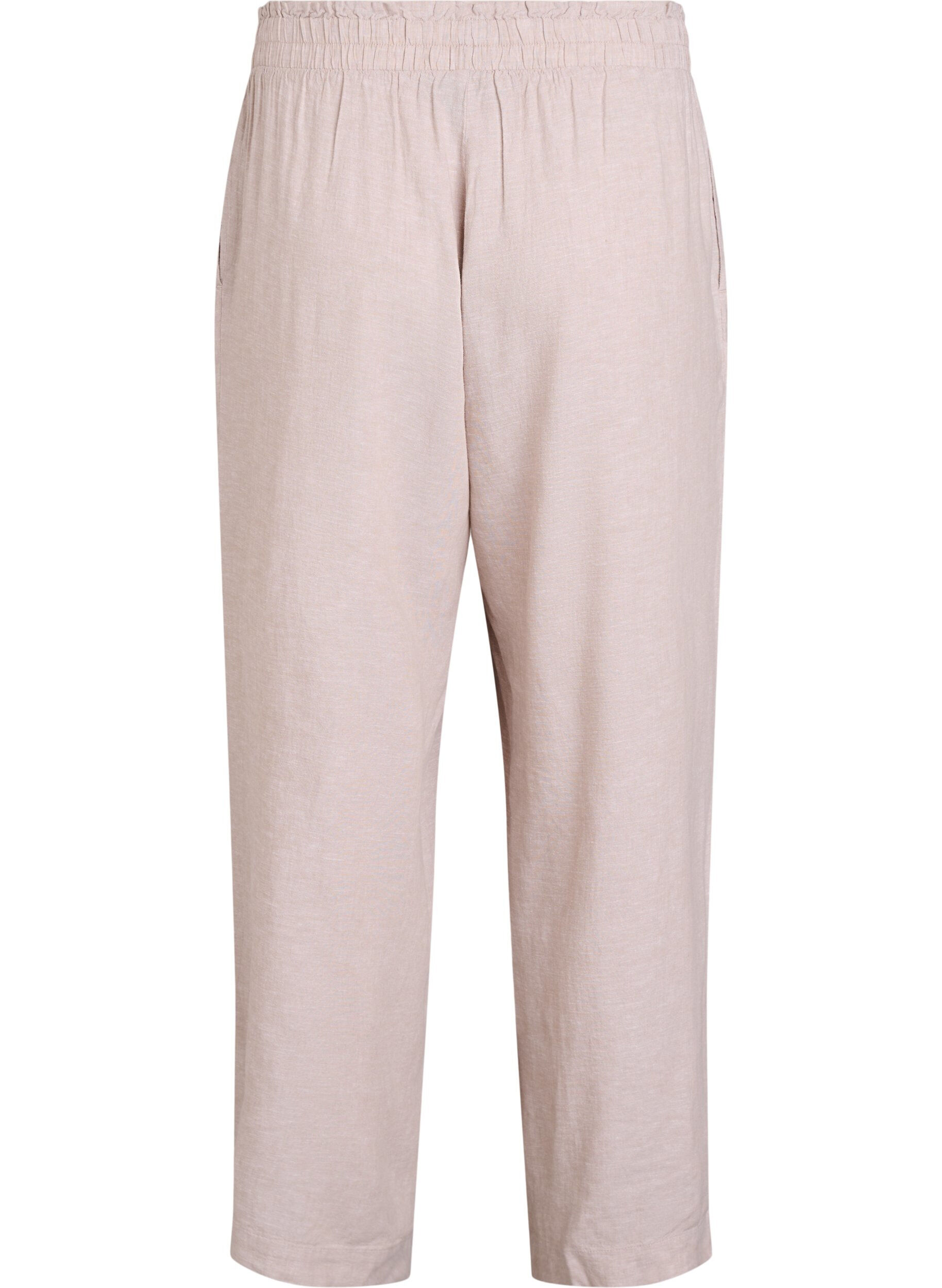 Zizzi Pantalon ample en lin et viscose, Beige, Packshot image number 1